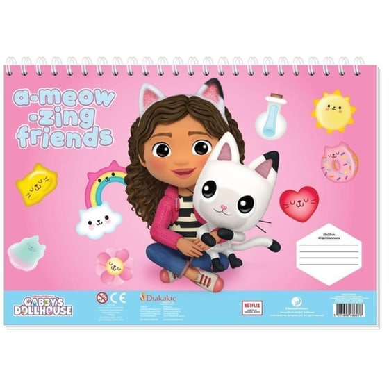 Μπλοκ Ζωγραφικής Διακάκης Με Αυτοκόλλητα 23Χ33 Gabby's Dollhouse 40 Φύλλων (1 Τεμάχιο) image 0