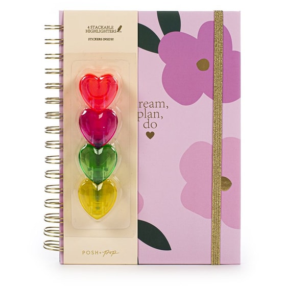 Σημειωματάριο Posh+Pop Flowers Με Αυτοκόλλητα & Υπογραμμιστές image 0