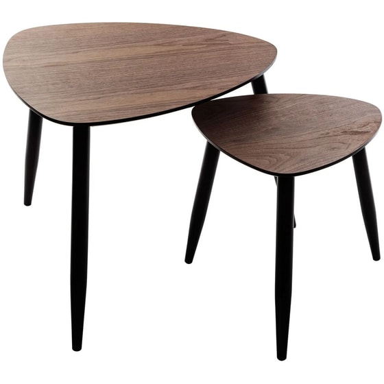 Σετ Τραπεζάκια Σαλονιού Spitishop A-s Mileo από Ξύλο Walnut 166640 2 Τμχ - Καφέ image 0