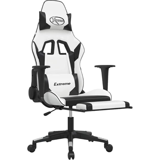 Καρέκλα Gaming VIDAXL 345467 με Υποπόδιο από Τεχνητό Δέρμα - Μαύρο image 1
