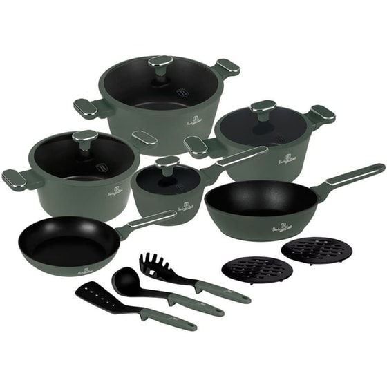 Σετ Μαγειρικά Σκεύη BERLINGER BH-8208 15 τμχ Πράσινο image 0