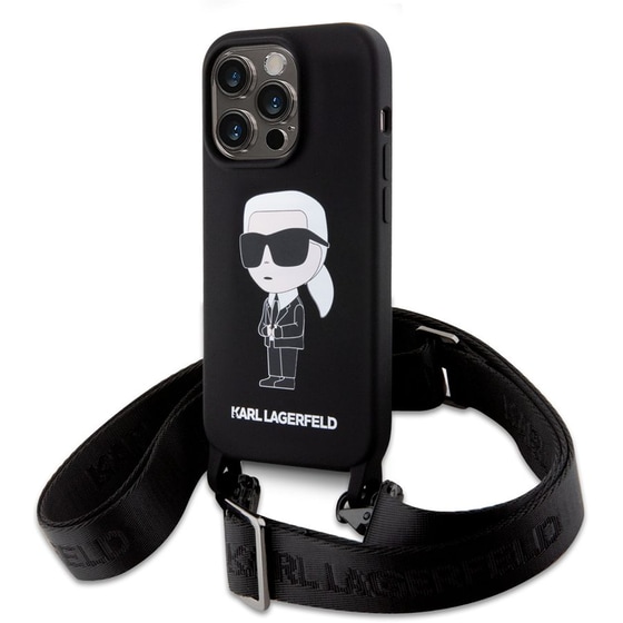 Θήκη Apple iPhone 15 Pro - Karl Lagerfeld Crossbody Ikonik Hard Case - Black image 4