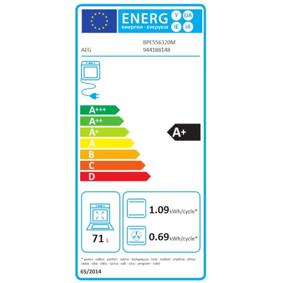 Εντοιχιζόμενος Φούρνος Άνω Πάγκου AEG BPE556320M 71 Lt Inox image 4