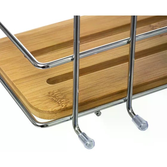 Ράφι Μπάνιου Spitishop Μεταλλική 19x12x18.5cm - Ασημί/Καφέ image 1