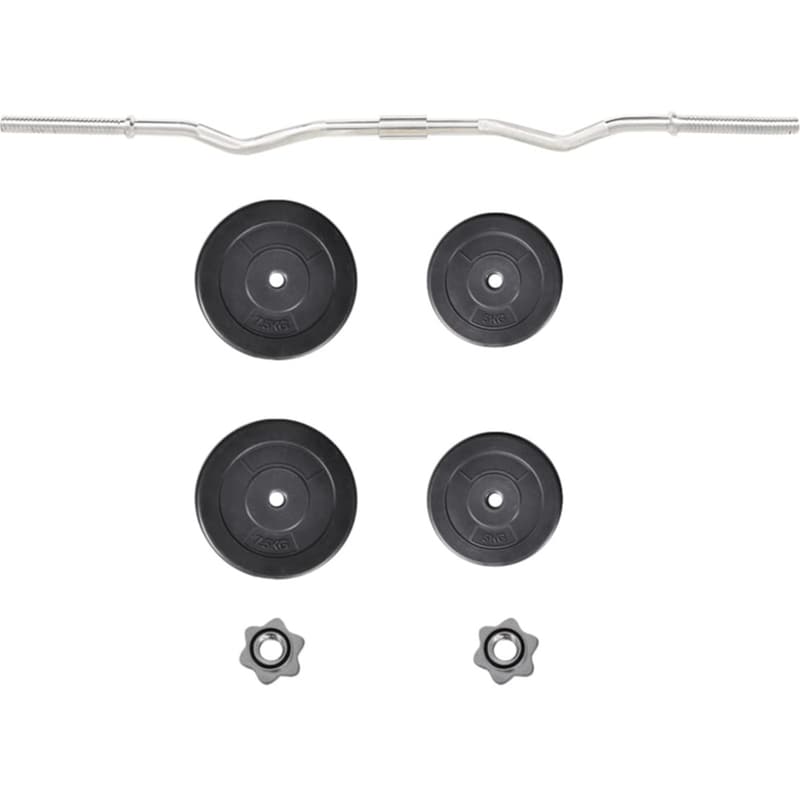 Σετ Στραβόμπαρα Φ25mm 5kg VidaXL 90373 120cm με 4 Δίσκους Βαρών 25kg και 2 Κολάρα