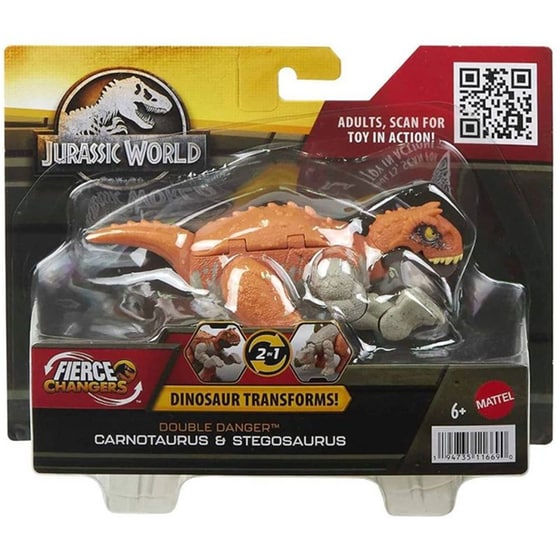 Mattel Φιγούρα Jurassic World Δεινόσαυροι 2 Σε 1 - Carnotaurus - Stegosaurus image 1