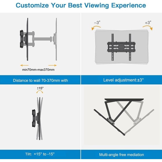 Βάση Τηλεόρασης Επιτοίχια Axred AXRVENUS2360 Μονού Βραχίονα 23”- 60” έως 50kg image 3