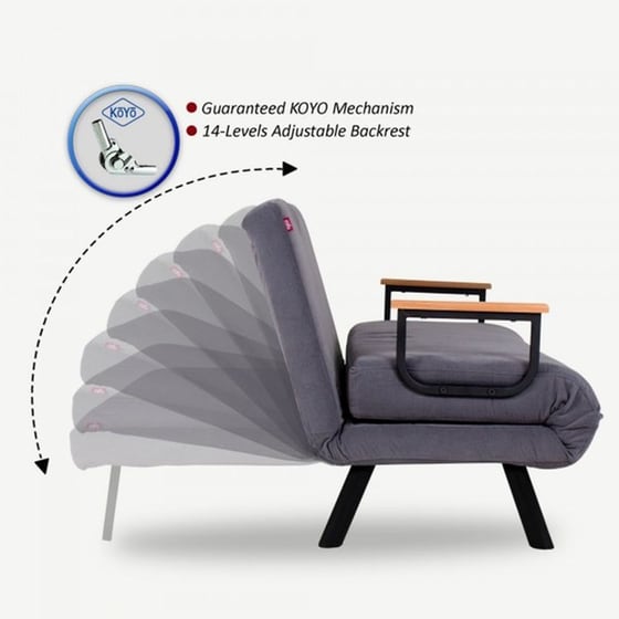 Πολυθρόνα Κρεβάτι 24mall Comfort από Ύφασμα/Μέταλλο 60x78 cm - Γκρι image 1