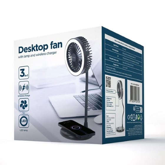 GEMBIRD TA-WPC10-LEDFAN-01 Ανεμιστήρας Επιτραπέζιος με LED Φωτισμό και Ασύρματο Φορτιστή image 3