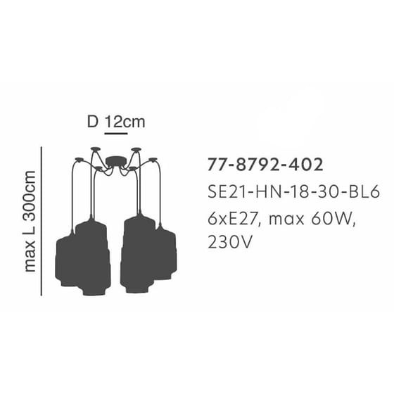 Φωτιστικό Οροφής Πολύφωτο Homelighting Gaby 77-8792 Γυάλινο/Μεταλλικό - Μελί/Μαύρο image 2