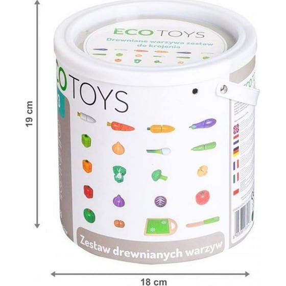 Σετ Εcotoys 20 Ξύλινων Λαχανικών Με Μαγνήτη Σε Δοχείο Αποθήκευσης - 18x18x19 cm image 4