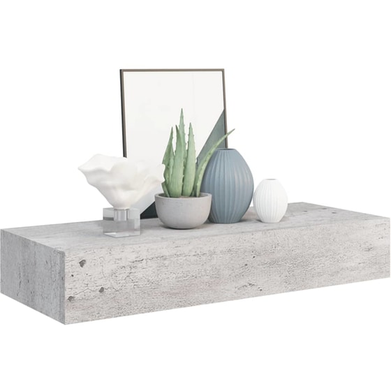 Ράφια Τοίχου VidaXL με Συρτάρι από MDF 60x23.5x10 cm 2 Τμχ - Γκρι image 7