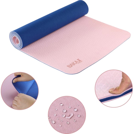 Στρώμα Γυμναστικής Yoga - Pilates Bakaji 02837807 183x61x0.6 cm Αδιάβροχο - Ροζ/ Μπλε image 3