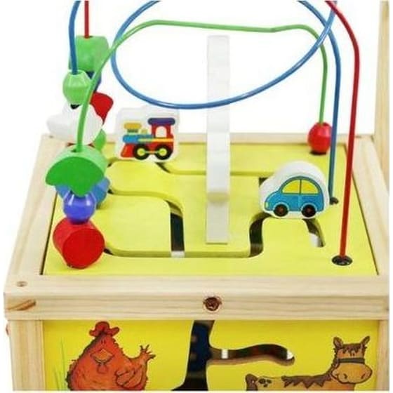 Εκπαιδευτική Περπατούρα Aria Trade Κύβος Δραστηριοτήτων Με Παζλ, Ρολόι & Άβακα Ξύλινη Για Μωρά 12+ Μηνών - 33x34x45.5-48 cm, Κιτρινό image 13