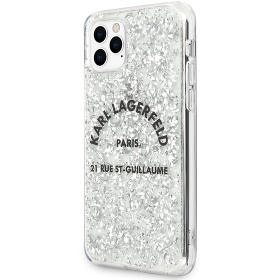 Θήκη Apple iPhone 11 Pro Max - Karl Lagerfeld St. Guillaume Logo Collection Glitter Flakes Cover - Silver image 4