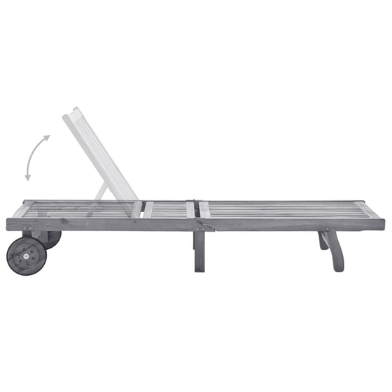 Ξαπλώστρα VidaXL από Μασίφ Ξύλο Ακακίας 200x59/63x30-85 cm - Γκρι image 3