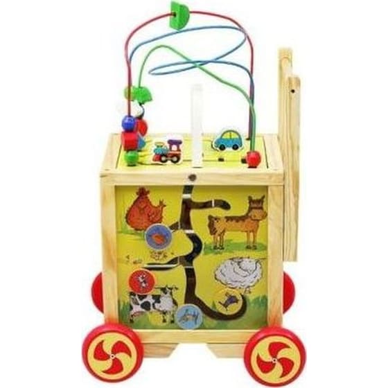 Εκπαιδευτική Περπατούρα Aria Trade Κύβος Δραστηριοτήτων Με Παζλ, Ρολόι & Άβακα Ξύλινη Για Μωρά 12+ Μηνών - 33x34x45.5-48 cm, Κιτρινό image 10