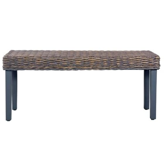 Σκαμπό Κήπου VidaXL από Ρατάν Kubu και Μασίφ Ξύλο Μάνγκο 110x35x45 cm - Γκρι image 2