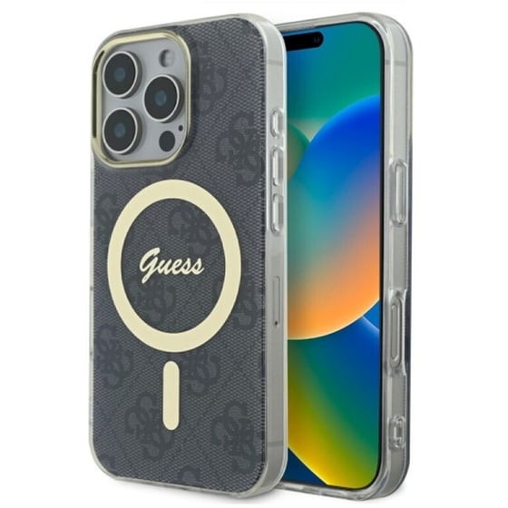 Θήκη Apple iPhone 16 Pro Max - Guess 4G Logo MagSafe - Clear/ Black image 0