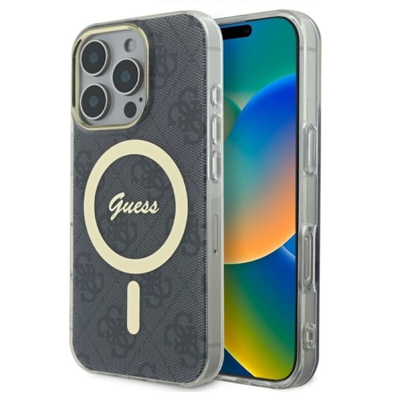 GUESS Θήκη Apple iPhone 16 Pro Max - Guess 4G Logo MagSafe - Clear/ Black