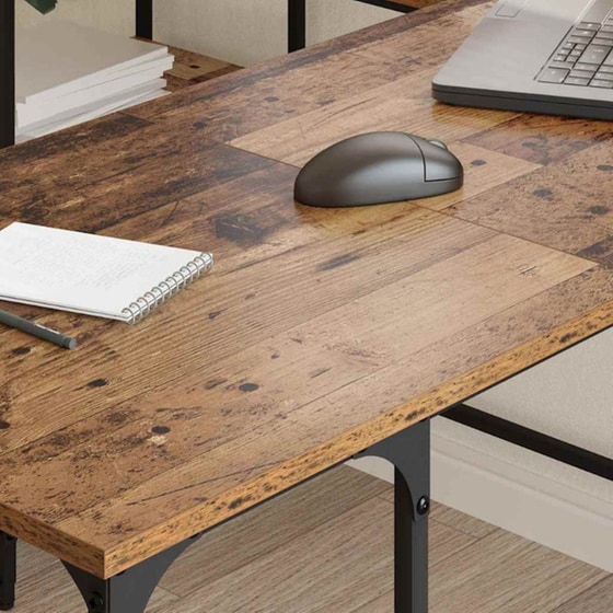 Γραφείο VidaXL από Επεξεργασμένο Ξύλο 139x139x75 cm - Παλιό Ξύλο image 3