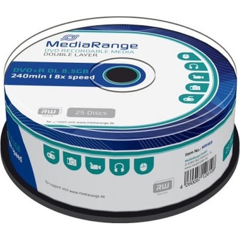 MEDIARANGE Δίσκοι CD/DVD MediaRange DVD-R 8.5GB 25τμχ