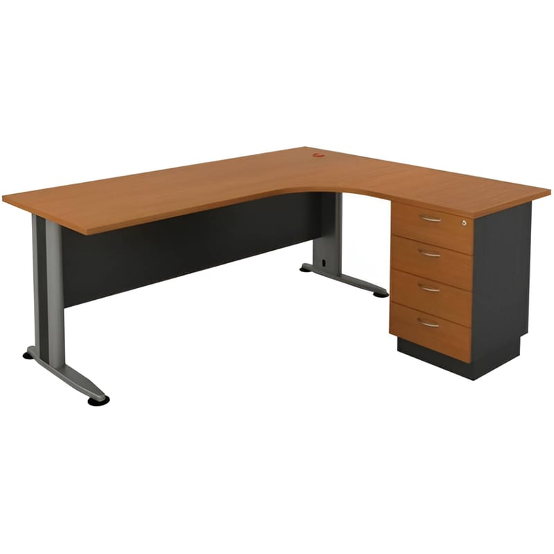 WOODWELL Γραφείο Γωνιακό Welhome από Μελαμίνη 180x70cm - Cherry/Ανθρακί