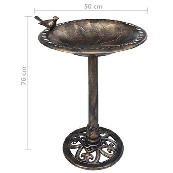 Μπανιέρα Πτηνών Κήπου VidaXL από Πλαστικό 50x76 cm - Μπρονζέ image 3