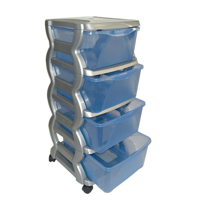 Συρταριέρα Γραφείου Bama Group Ιταλίας Πλαστική 36x40x80cm - Μπλε/Ασημί