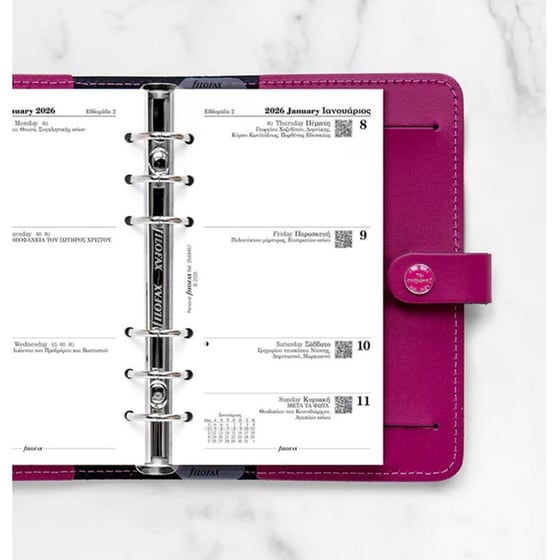 Ανταλλακτικά Φύλλα Ημερολογίου Filofax 2026 Greek Personal Εβδομαδιαίο σε 2 Σελ.. image 1