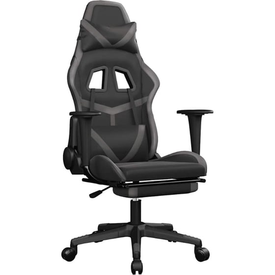 Καρέκλα Gaming VIDAXL 345438 με Υποπόδιο από Τεχνητό Δέρμα - Μαύρο image 0