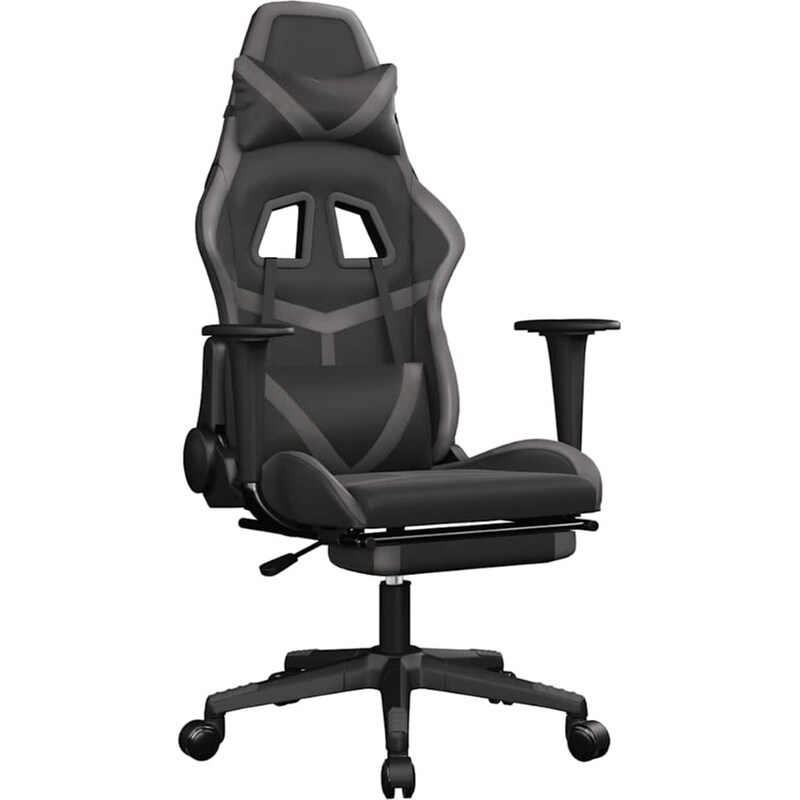 Καρέκλα Gaming VIDAXL 345438 με Υποπόδιο από Τεχνητό Δέρμα - Μαύρο