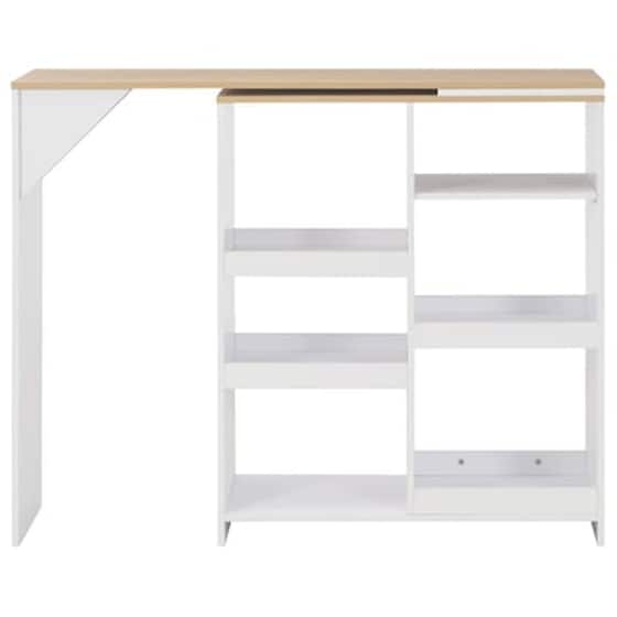 Τραπέζι Μπαρ Vidaxl Με Κινητή Ραφιέρα 138x40x120 cm - Λευκό image 3