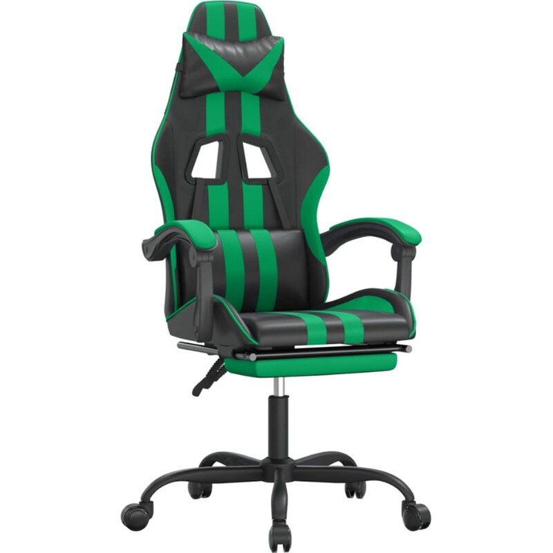 Καρέκλα Gaming VIDAXL 3143833 με Υποπόδιο από Τεχνητό Δέρμα - Μαύρο