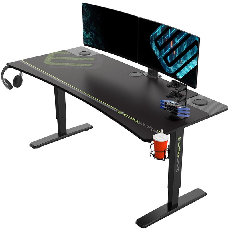 EUREKA ERGONOMIC Γραφείο Gaming Eureka Ergonomic ERK-IM6301-BK από Μοριοσανίδα 160x70cm - Μαύρο