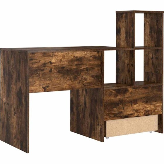 Γραφείο VidaXL από Επεξεργασμένο Ξύλο 131,5x50x106,5 cm - Καπνιστή Δρυς image 5
