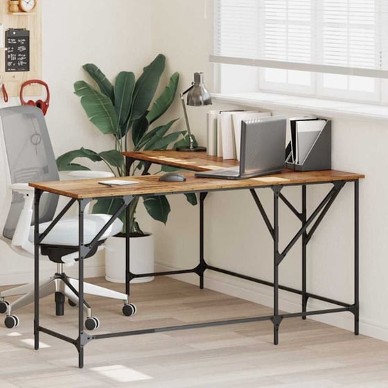 Γραφείο VidaXL από Επεξεργασμένο Ξύλο 149x149x75 cm - Παλιό Ξύλο image 1