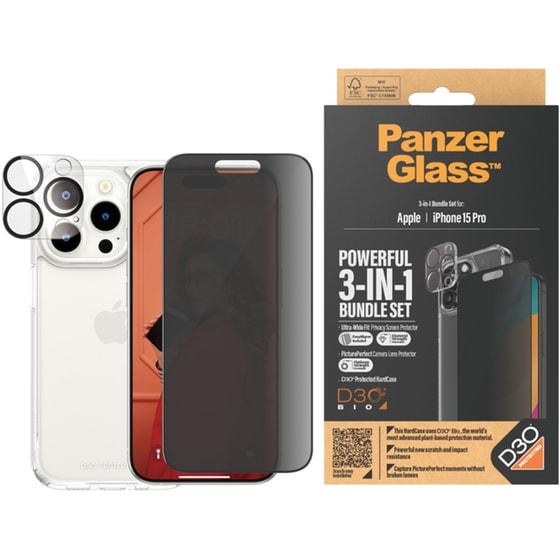 Θήκη & Προστασία Οθόνης / Καμερών Apple iPhone 15 Pro - PanzerGlass Privacy Bundle Hardcase with D30 - Διάφανο image 2