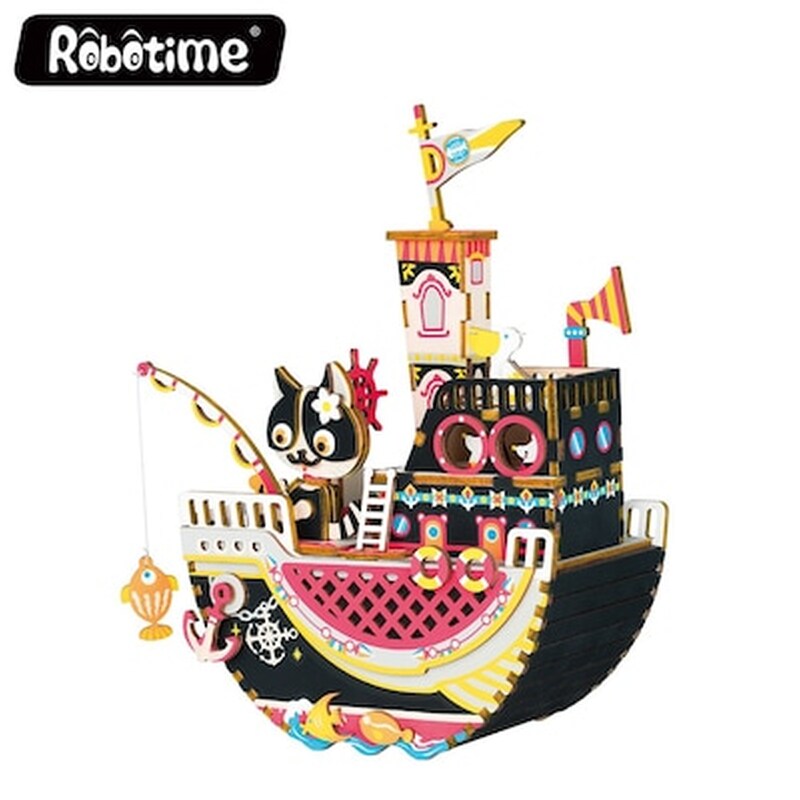 Robotime Diy Music Box Fishing Kitty Κωδ. Amd42