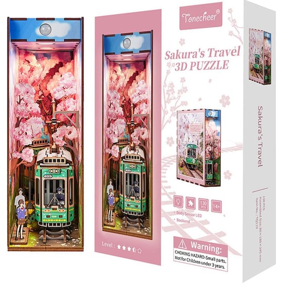 DIY 3D Puzzle Book Nook Kit Βιβλιοστάτης - Sakura's Travel image 0