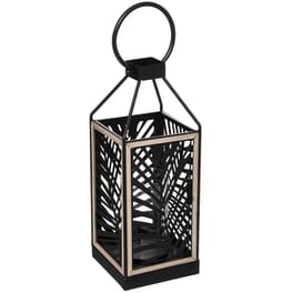 Διακοσμητικό Φανάρι Spitishop A-s Leaf 181422 Μεταλλικό 15x15x38cm - Μαύρο
