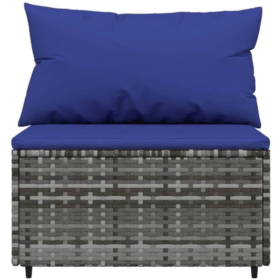Καναπέδες Κήπου VidaXL με Μαξιλάρια από Συνθετικό Ρατάν 63x63x57.5 cm - Γκρι/Μπλε image 1