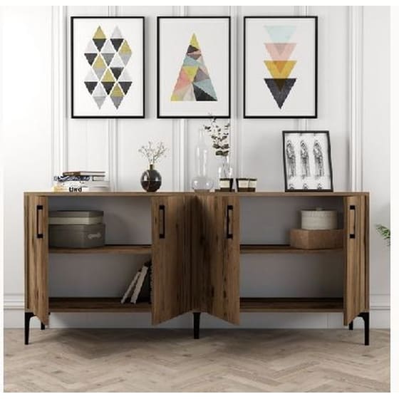 Μπουφές 24Mall Viterbo από Μοριοσανίδα/Μέταλλο 180x35x78 cm - Καρυδί image 3