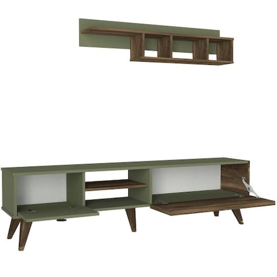 Έπιπλο Τηλεόρασης Τrentadue από Μοριοσανίδα 180x32.5x48cm - Καρυδί image 0