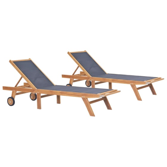 Σετ Ξαπλώστρες VidaXL από Μασίφ Teak 2Τμχ - Καφέ image 0