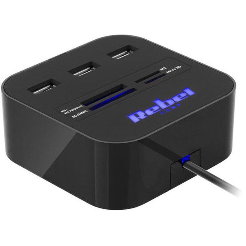REBEL USB Hub Rebel USB-A με 7 θύρες - Μαύρο