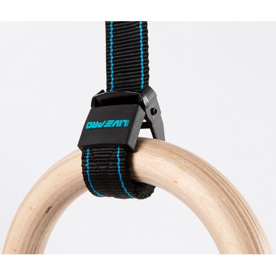 Κρίκοι Γυμναστικής Livepro Β-8123 Ξύλινοι - Μπεζ/Μαύρο image 2