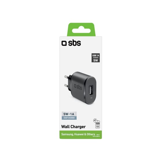 Φορτιστής Πρίζας SBS TETR1USB1A - Μαύρο image 0