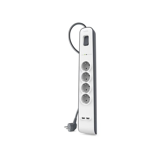 Πολύπριζο Ασφαλείας Belkin Surge Master BSV401VF2M 4 Θέσεων & 2x Usb 2m - Λευκό image 0
