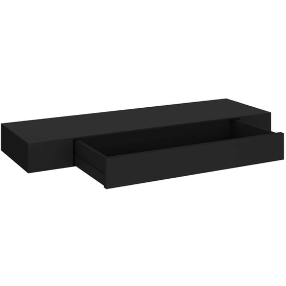 Ράφι Τοίχου VidaXL με Συρτάρι από MDF 80x25x8 cm - Μαύρο image 4